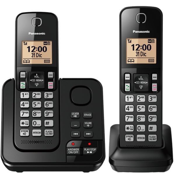 Tel fono Inal mbrico DECT de 2 Auriculares KX TGC362LAB