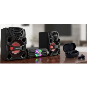 Combo de Equipo de Sonido AKX730 2,000W RMS y Bluethooth con un Audífono True Wireless B120 con 26 horas de batería