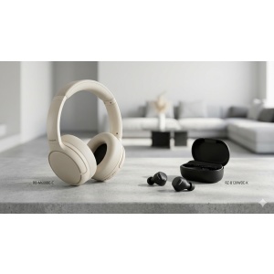 Combo de Audifonos Over-Ear con 65 horas de duración y un Audífono True Wireless B120 con 26 horas de batería